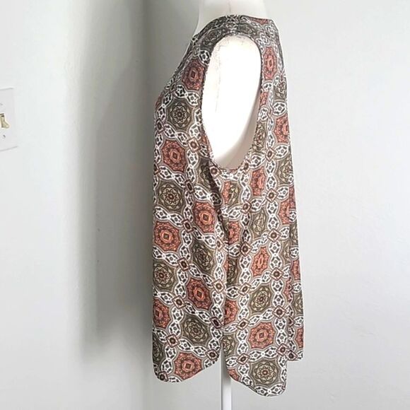 Violet & Claire Sleeveless Top, Brown & Rust Print, Size XL - Picture 3 of 8